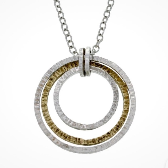 Silpada Vintage Sterling Silver Brass 
Double Circle Pendant Necklace - Picture 5 of 5